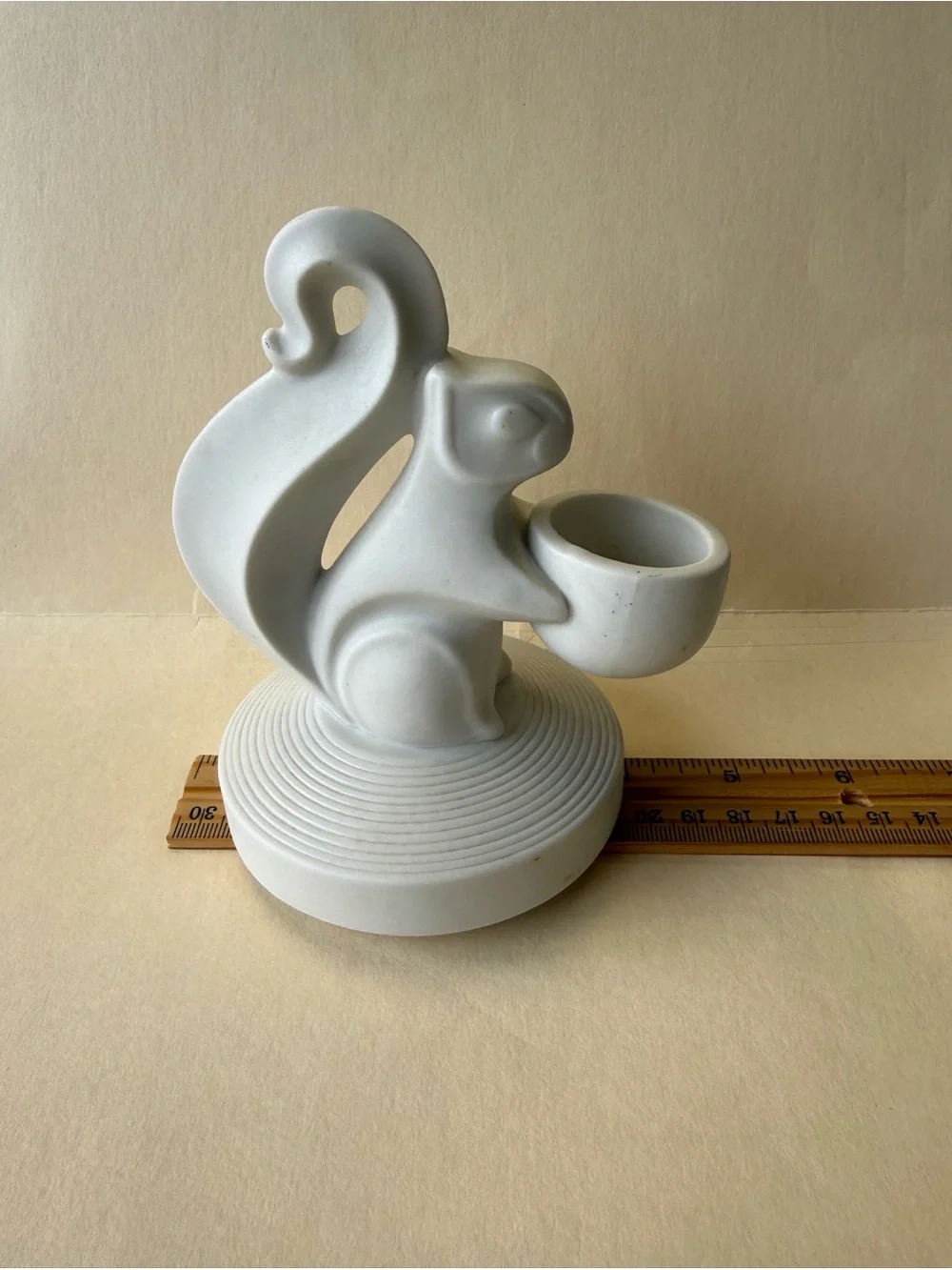Jonathan Adler White Bisque Porcelain Squirrel Match Holder.
